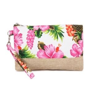 White Floral Wristlet/Pouch